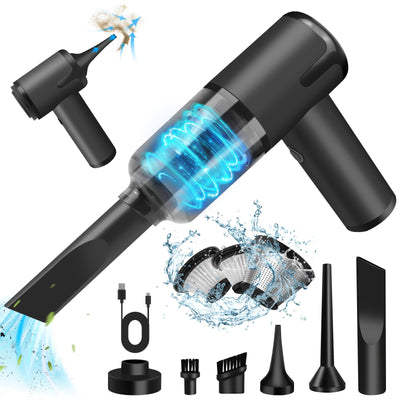 TENGWUDZ Handstaubsauger Kabellos,7000PA Akku Handstaubsauger,120W Mini Autostaubsauger 3 in1 Auto Kabello Handstaubsauge Staubsauger Gebläse (Black)