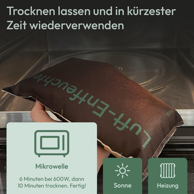 TRAVORA Luftentfeuchter Kissen 2x 1 kg mit Anti-Rutsch Pad - Entfeuchter - wiederverwendbar - Auto Innenraum - extra groß, Schwarz