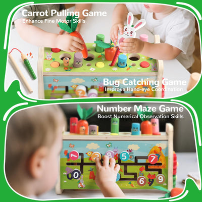 Fajiabao Montessori Spielzeug ab 1 Jahr- 7 in 1 Hammerspiel Holzspielzeug Motorikspielzeug Xylophon Kinder 1 Jahr Lernspielzeug, Kinderspielzeug Geschenk 1 2 Jahr Junge Mädchen Taufgeschenke