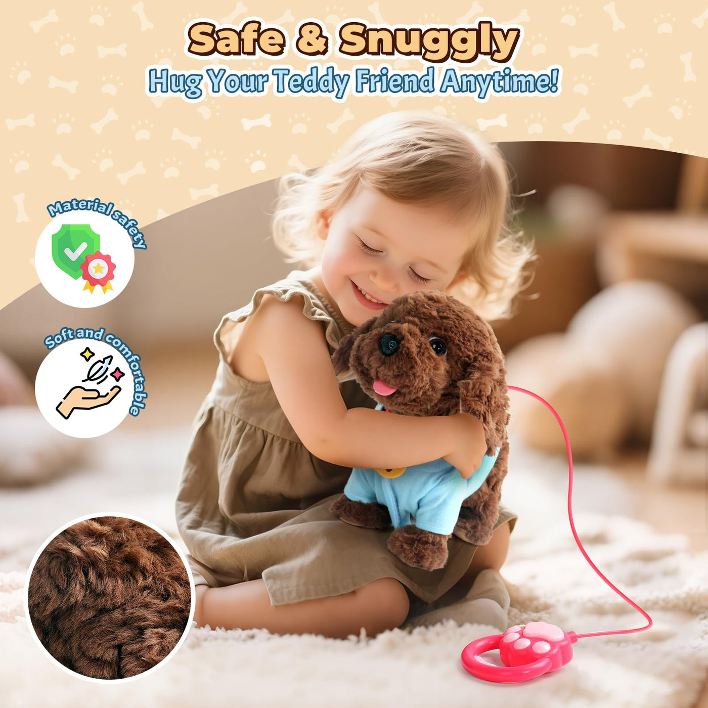 TONZE Hund Spielzeug Kinder Mit Leine Der Läuft und Bellt Spielzeug Ab 2 3 4 Jahre Mädchen Dog Spiel Interaktiver Laufender Hund Für Kinder Junge Mädchen 2 3 4 Jahre Geschenkideen