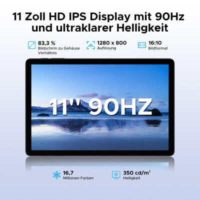 DOOGEE Tab G6 Android 15 Tablet 11 Zoll, 30GB RAM + 256GB ROM Tablet mit SIM Card Slot, 90Hz IPS, 8000mAh Akku, Unisoc T7250 Octa-Core, Widevine L1, 13MP, 4G LTE, 3,5mm Kopfhörer/5G WiFi/Face ID