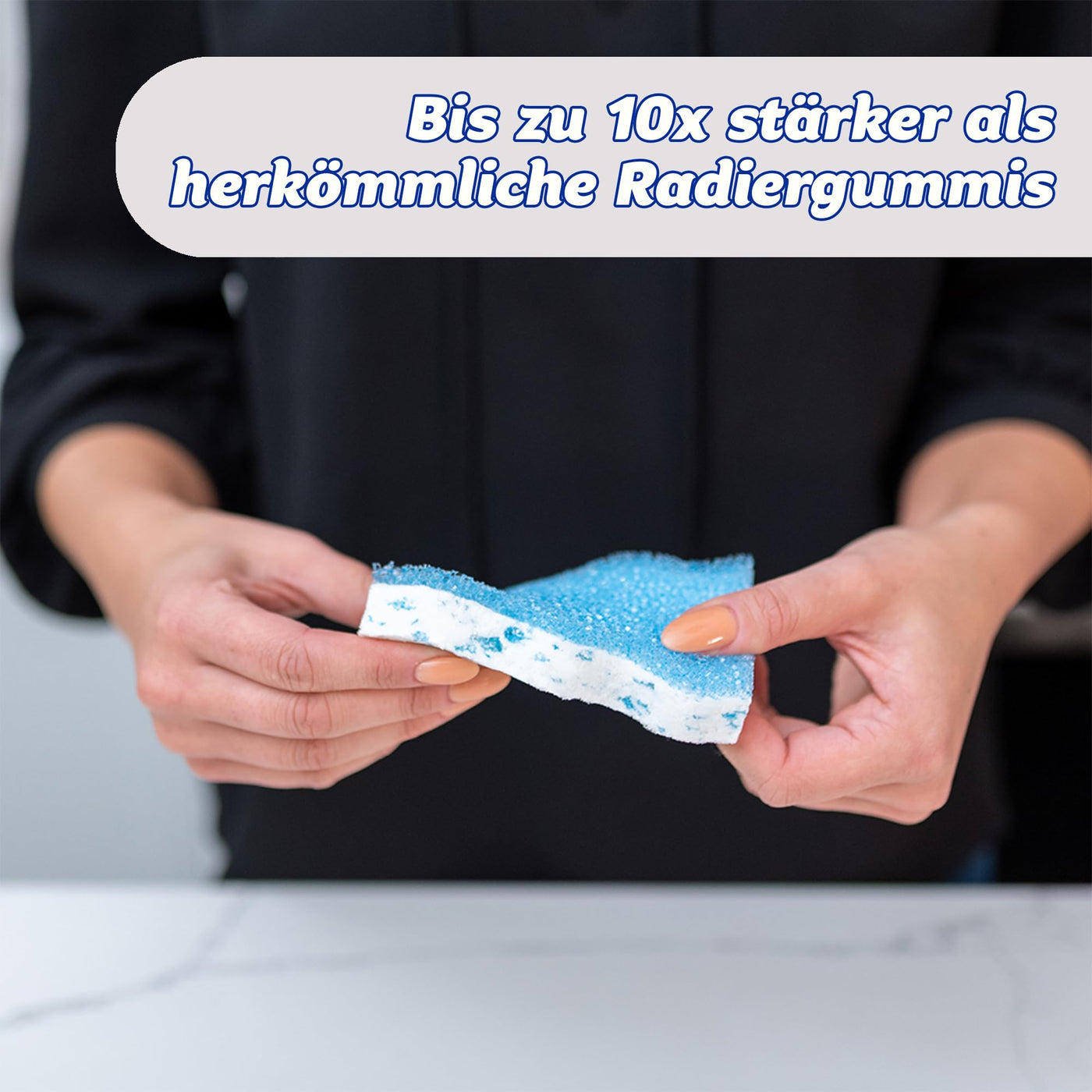 Scrub Daddy Eraser Daddy 10x, Schmutzradierer, Starker & Haltbarer Melamin Schwamm, Doppelseitige Zauberschwamm Schmutzradierer, Allzweckreinigungsschwämme für gestrichene Wände, Blau Doppelpackung