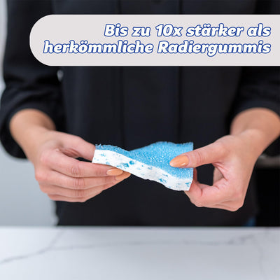 Scrub Daddy Eraser Daddy 10x, Schmutzradierer, Starker & Haltbarer Melamin Schwamm, Doppelseitige Zauberschwamm Schmutzradierer, Allzweckreinigungsschwämme für gestrichene Wände, Blau Doppelpackung