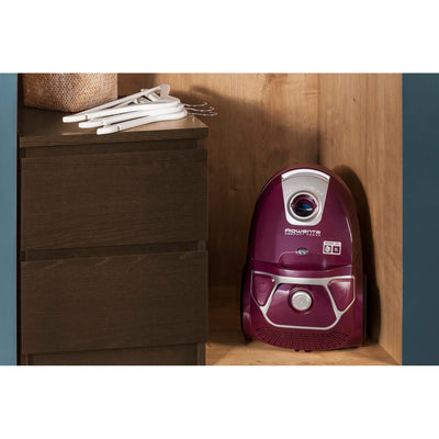Rowenta Compact Power Staubsauger mit Beutel, 750 Watt, 3 Liter Staubbeutel, 2-in-1-Fugendüse, Home & Car-Set, für alle Bodenarten, kompaktes Design, Bodenstaubsauger, ‎dunkelrot /silber, RO3969EA
