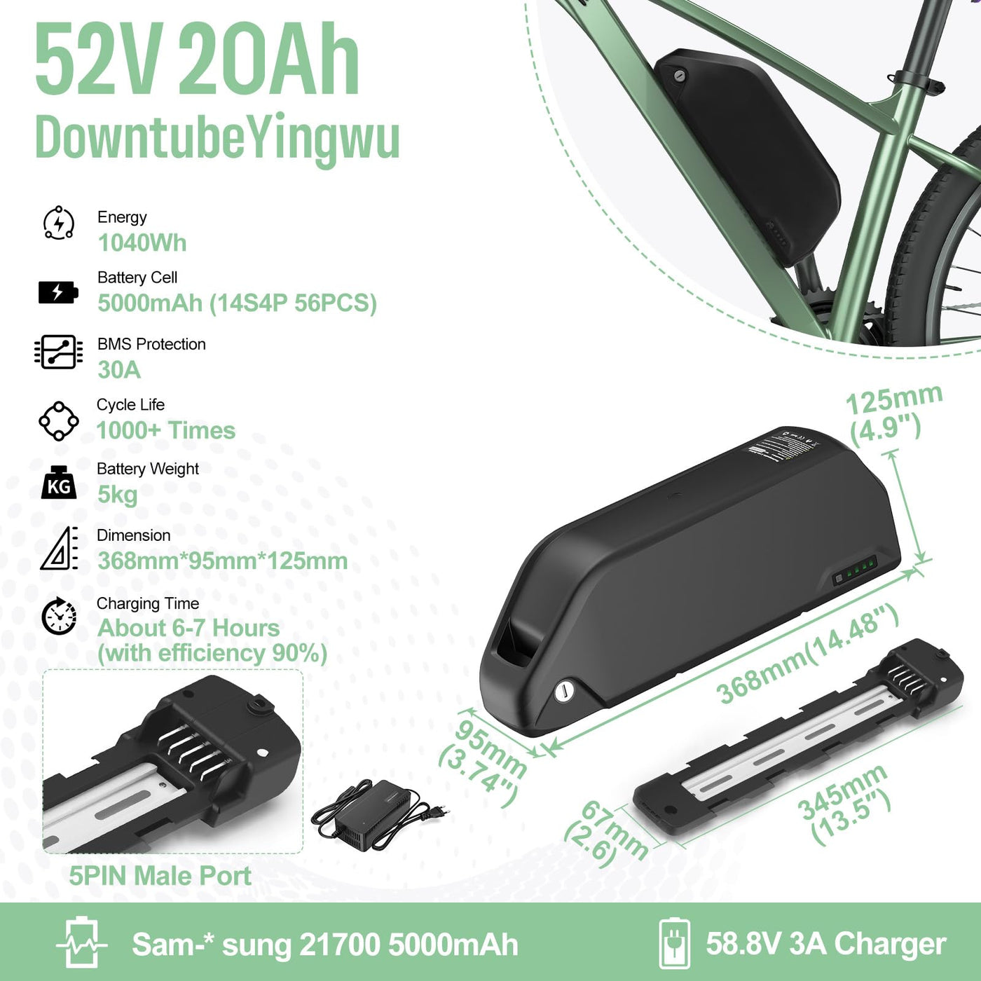 BAFANG 48V 750W Mittelmotor BBS02B Mid Motor CAN Protokoll Elektrofahrrad Umrüstsatz mit 52V20Ah Unterrohr-Akku,EKD01 Display und 44T Kettenblatt E-Bike Umrüstsatz für BB68-73mm