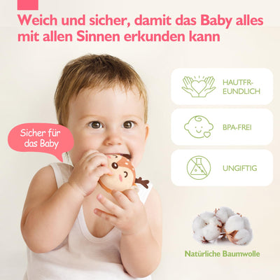 hahaland Baby Spielzeug 6 12 18 Monate, Pilzhaus mit Tieren Rassel, Krepppapier,Spiegel,Lernspielzeug für Babys Fördert Sensorische & Motorik,Montessori Spielzeug Geschenk für Kleinkinder 1 2 3 Jahren