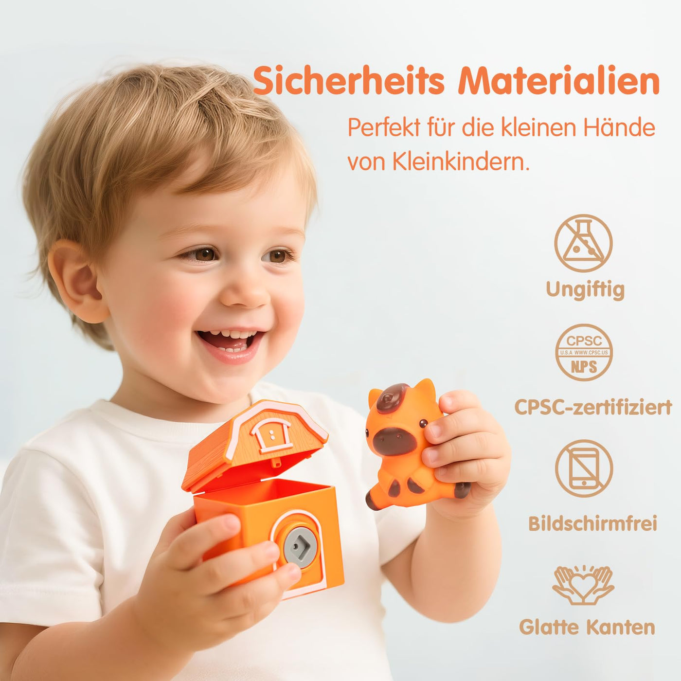 hahaland Zug Spielzeug mit Bauernhoftiere & Schlüssel,Montessori Spielzeug 2 Jahre zum Zählen,Sortierspiel,Zuordnen,Motorikspielzeug mit Fingerpuppen, Kinderspielzeug ab 2 3 4 5 Jahre Geschenk