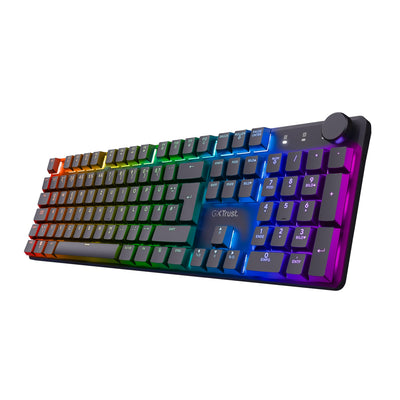 Trust GXT 868 Torix Mechanische Tastatur Kabellos Deutsches QWERTZ Layout, RGB Wiederaufladbare Gaming Tastatur 2.4 GHz 100H Akkulaufzeit, Huano-Switches Flache Tasten, Programmierbar, PC Laptop