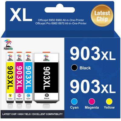 Palmtree 903XL Multipack Kompatibel für HP 903 XL HP 903 Druckerpatronen für HP Officejet 6950 Druckerpatronen für HP Officejet Pro 6970 Patronen 6960 All-In-One-Drucker (‎‎‎‎‎‎‎4er-Pack)