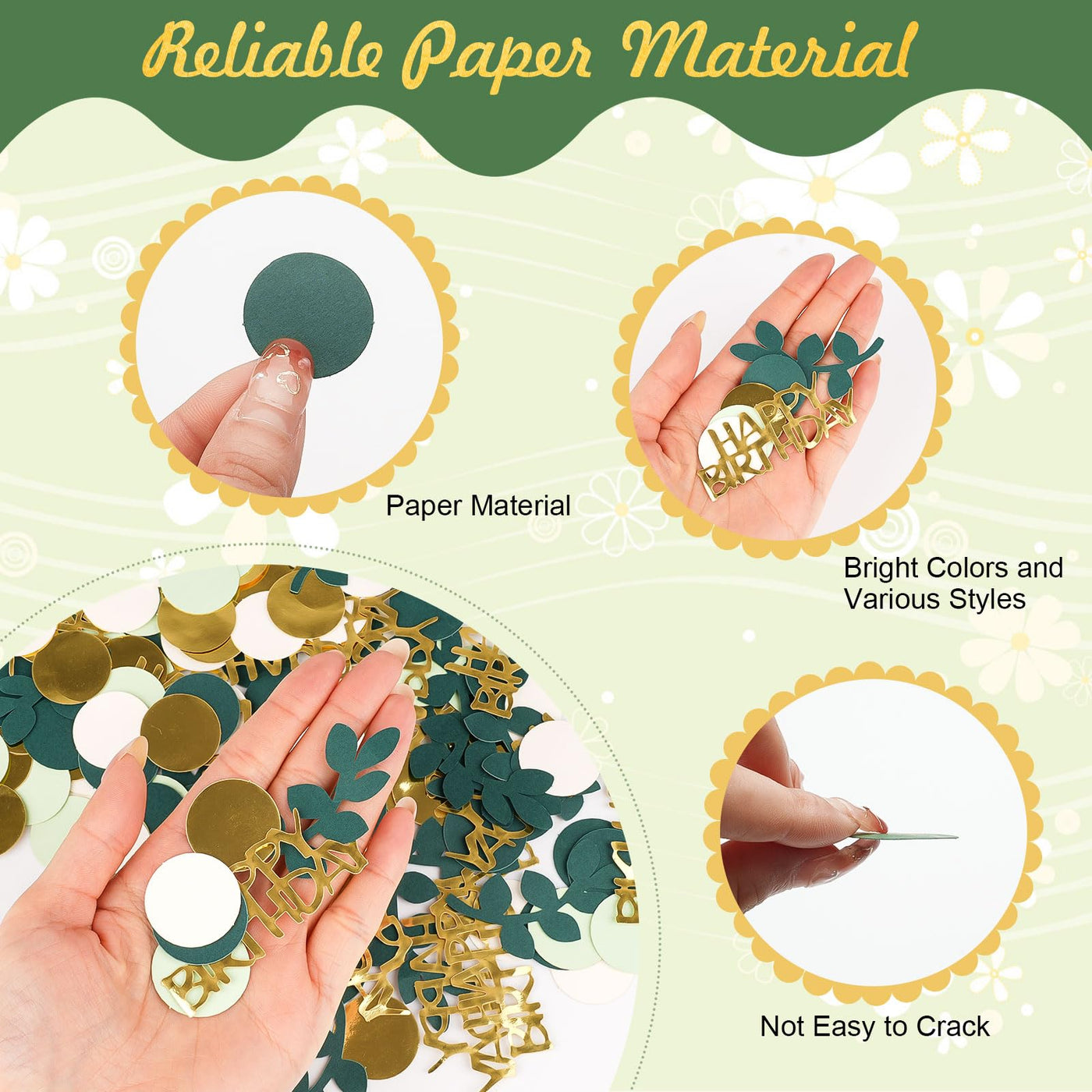 Moosono 200 Stück Konfetti Geburtstag Grün, Streudeko für Party