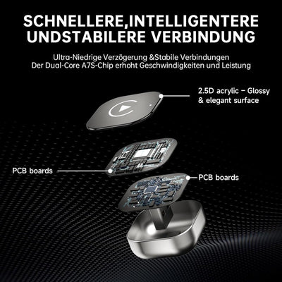 2025 Upgraded 2-in-1 Wireless CarPlay Adapter: unterstützt CarPlay+Android Auto, Bluetooth 5.0 drahtlose Verbindung, Plug &Play,kompatibel mit iOS 12+/Android11+ & Autos ab 2016 (Schwarz)