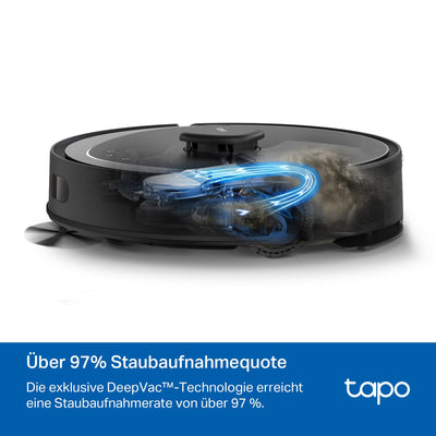Tapo RV30 Max Plus Saugroboter mit Wischfunktion und automatischer Absaugstation, 5300Pa Ultra Starke Saugkraft, LiDAR+IMU Dual-Navigation, Alexa & Google Assistant Sprachsteuerung, APP