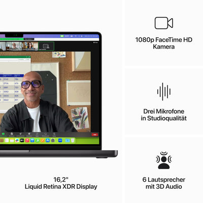 Apple 2023 MacBook Pro Laptop M3 Pro Chip mit 12‑Core CPU, 18‑Core GPU: 16,2" Liquid Retina XDR Display, 18 GB gemeinsamer Arbeitsspeicher, 512 GB SSD Speicher. Funktioniert mit iPhone, Space Schwarz