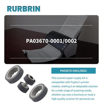 RURBRIN PA03670-0001 PA03670-0002 Scanner Papier Verbrauchsmaterial Kit Pick Roller + Bremsrolle Tonabnehmer Roller kompatibel mit fi-7260