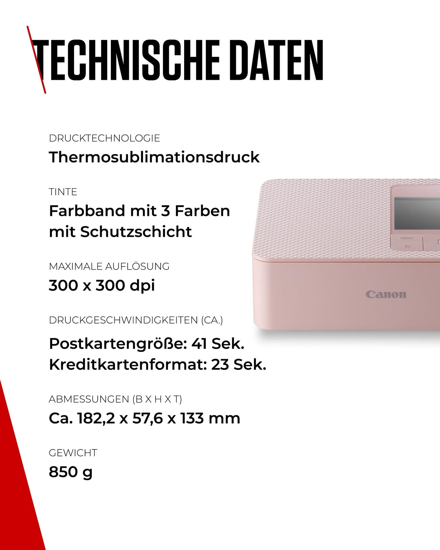 Canon SELPHY CP1500 Kompakter Fotodrucker – Drahtloses Drucken, Langlebige Fotos, USB-C & SD-Kartenanschluss – Perfekt für Scrapbooks und Fotoalben (Rosa)