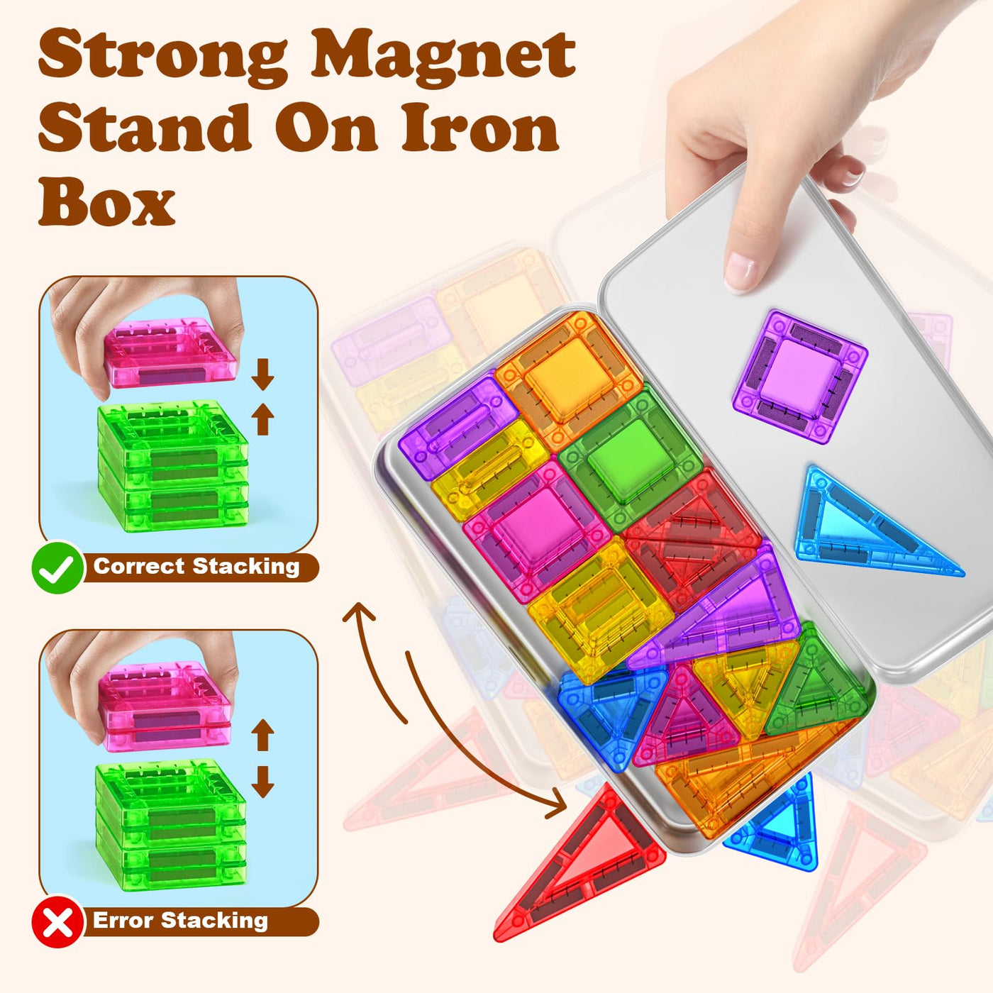 Magnetische Bausteine 42PCS Mini Magnetbausteine Reiseset Magnetspielzeug Montessori Reisespielzeug Magnet Kinder Spiel Bausteine Magnetic Tiles Geschenk Spielzeug ab 3 4 5 6 7+ Jahre Junge Mädchen