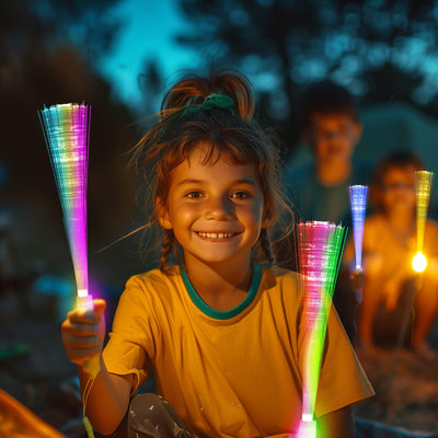 12 Stück Bunte LED Leuchtstäbe – Glasfaser Leuchtstab mit Batterie, Geschenkspielzeug für Kinder, Party Deko & Halloween Deko für Nachtpartys, Konzerte, Weihnachten, Karneval und Hochzeiten (Bunt)