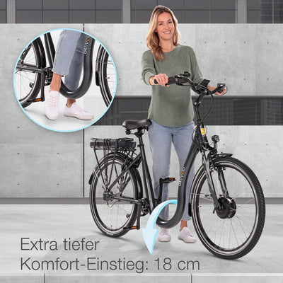 aktivelo Elektrofahrrad, Alu Tiefeinsteiger City E-Bike 26 Zoll, Shimano 7 Gang Nexus Nabenschaltung, Abnehmbar 36V 14,5Ah 522Wh Akku, 25 km/h bis 110 km, für Damen und Herren