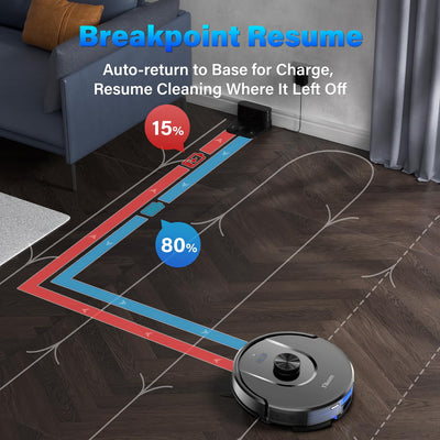 Tikom Saugroboter mit Wischfunktion, L8000 Staubsauger Roboter mit LiDAR-Navigation, 45dB Roboterstaubsauger, 150 Mins Max, 14 No-Go-Zonen, 20 Virtuelle Wand, Gut für Tierhaare, Teppich, Hartboden