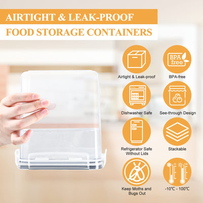 L LONGANCHANG Vorratsdosen mit Deckel Luftdicht Set of 16, BPA frei, Aufbewahrungsbox mit Deckel, Mottensichere Küchen Organizer Cornflakes Müsli Mehl Aufbewahrung, Vorratsbehälter mit Etiketten