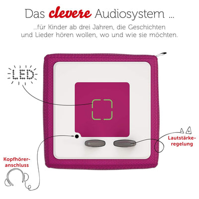 tonies Toniebox Starter Set inkl. 1 Kreativ Figur – Audioplayer für Hörbücher und Lieder für Kinder, einfach zu bedienende kabellose Musikbox BZW. Lautsprecher, 7 Std. Akku, Beere