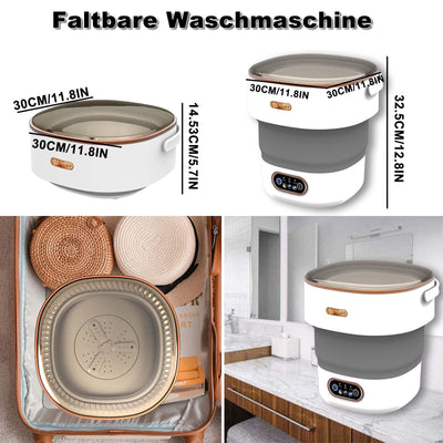 Mini Waschmaschine, 16L 2.3kg Camping Waschmaschine mit Schleuder, Mobile Waschmaschinen Tiefenreinigung von Unterwäsche, Babykleidung, Socks, Kleine Waschmaschine für Wohnungen, Schlafsäle, Grau