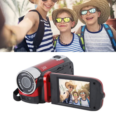 Digitalkamera, 2,7-Zoll-TFT-16-MP-16-fach-Zoom-HD-Vlogging-Kamera, 1020-mAh-Videokamera-Camcorder, für Anfänger und Kinder (Rot)