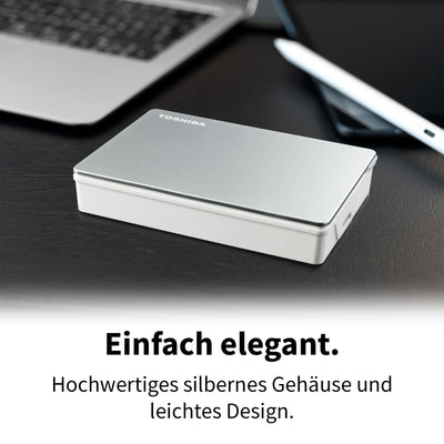 Toshiba 4TB Canvio Flex Portable External Hard Drive for Mac, Windows PC and Tablet use, compatible with most USB-C and USB-A devices, Silver (HDTX140ESCAA)