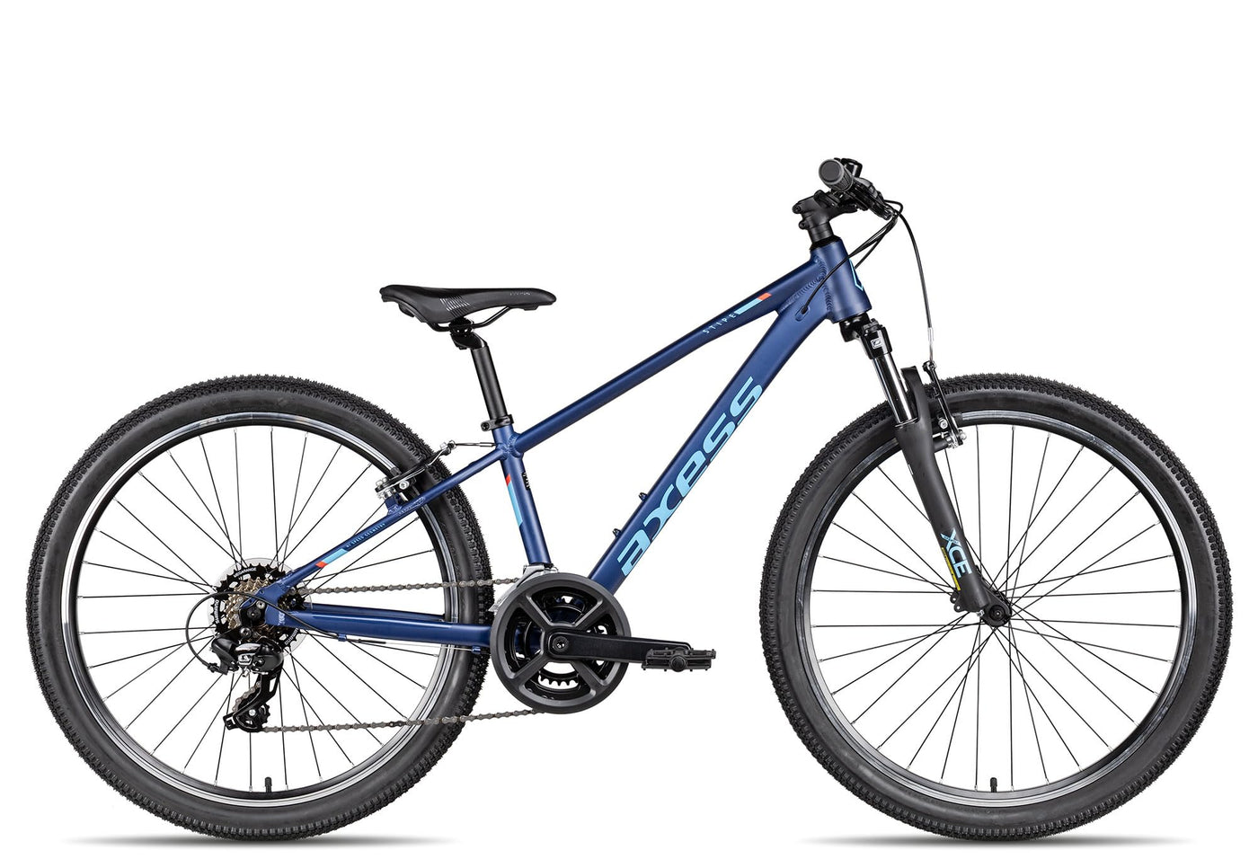 Axess Stipe 26 | Jugend-Mountainbike | MTB-Hardtail | 14-Gang Schaltung | Felgenbremsen, Farbe:Dark Blue matt/Blue red, Rahmengröße:33 cm