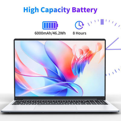 NIAKUN 16 Zoll Laptop Notebook, Prozessor N100 Notebook (bis zu 3.4Ghz), RAM 16GB+SSD 1TB Laptops, Full HD 1920x1200P, Laptop Computer mit beleuchteter Tastatur, WiFi 5, USB 3.0, 6000mAh