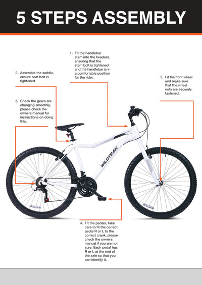 Wildtrak - Stahlfahrrad, Erwachsene, 26 Zoll, 18-Gang - Burgund, Burgundy