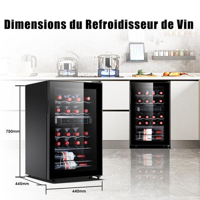 Kalamera Weinkühlschrank 2 Zonen, Touch-Bedienfeld,Schwarze Glastür, Verdeckter Griff, Flaschenkühlschrank 20 Flaschen, 68Liter, 5-18°C Kühlzone, KRC-68BFG