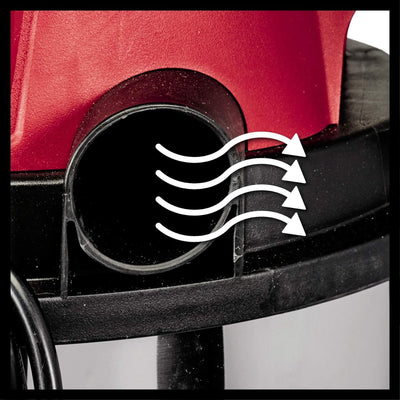 Einhell TC-VC 1812 S Nass-Trockensauger (1.250 W Leistung, 36mm Schlauchsystem, 12 l Edelstahlbehälter, Schaumstofffilter, umfangr. Düsenzubehör), Rot, Schwarz, Weiss