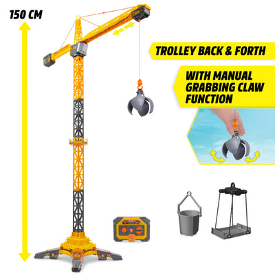 Dickie Toys - RC Titan Crane (150 cm) - Ferngesteuerter Spielzeug-Kran mit 360°-Drehung und interaktivem Zubehör, Spielkran mit Fernbedienung und Licht für Kinder ab 3 Jahre, inkl. Batterien