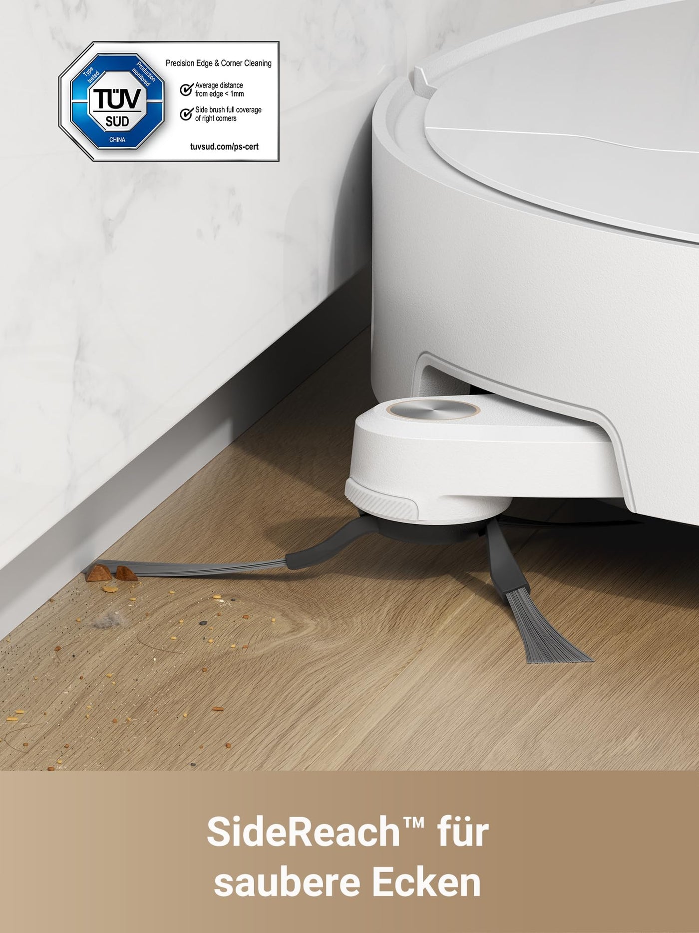 DREAME L40 Ultra Saugroboter mit Wischfunktion und Hebarem Wischmopp, ausziehbarer und anhebbarer Seitenbürste, 11.000 Pa Saugleistung, 65 °C Selbstreinigung von Mopp und Waschbrett