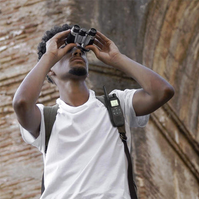 Radioddity PR-T1 PMR446 Walkie Talkie Set mit LC-Display, Funkgerät 4KM Reichweite, 16 Kanäle PMR446 Lizenzfrei Wiederaufladbar Akku mit Headset für Abenteuer, Outdoor-Aktivitäten, Camping, 2 Stücke