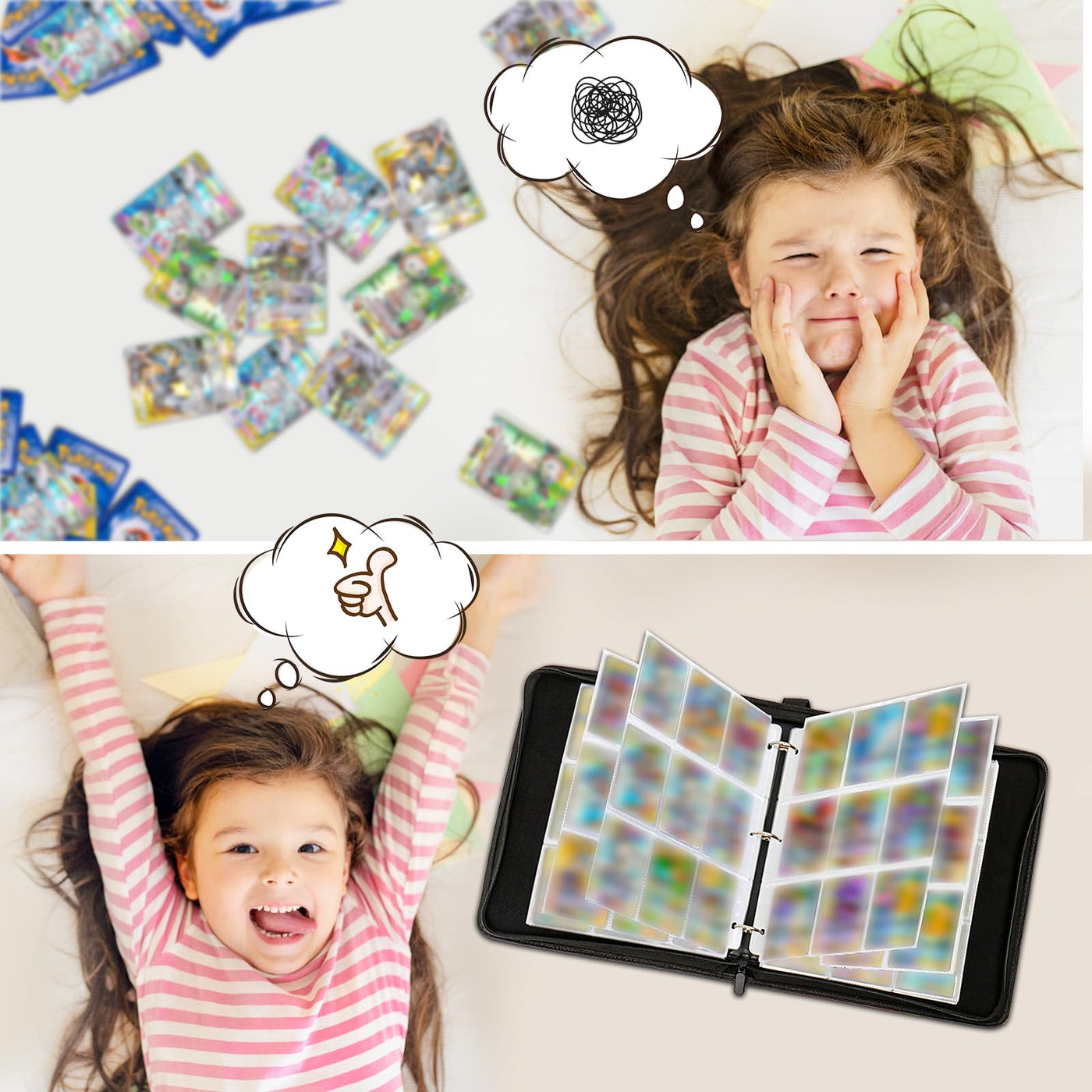 Sammelalbum für Karten, 50 Seiten 900 Karten Kapazität, Sammelkarten Album, Sammelmappe Karten Ordner Heft, Tragbar Reißverschlüsse Karten Halter, Geschenke für Sammler und Kinder