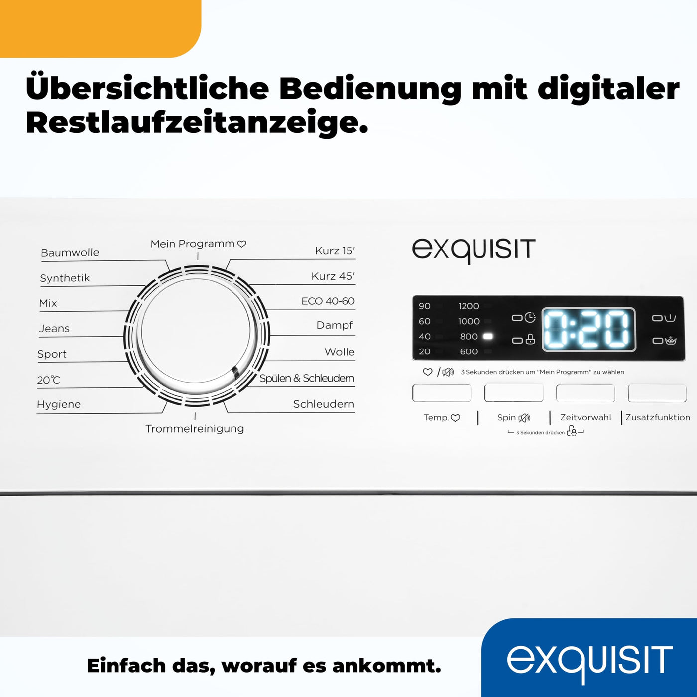 Exquisit Toplader Waschmaschine, 7,5kg Füllmenge, Waschmaschine schmal, Energieklasse A, 1200 U/Min, Startzeitvorwahl, Kurzprogramm, LTO51207-030A weiss