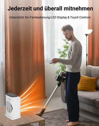 Primevolve Heizlüfter Energiesparender-1800W PTC Keramik Heizlüfter mit Oszillation, 12 Stunden-Timer, Fernbedienung, 4 Heizmodi, Thermostat - Leises