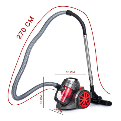 LEHMANN LHOCV-7018 Zyklon Staubsauger beutellos | Bodenstaubsauger mit Zyklontechnologie | Zylinder-Staubsauger mit Düsensatz | Hochleistungskraft 4000 Watt, HEPA-Filter, 1,8 L