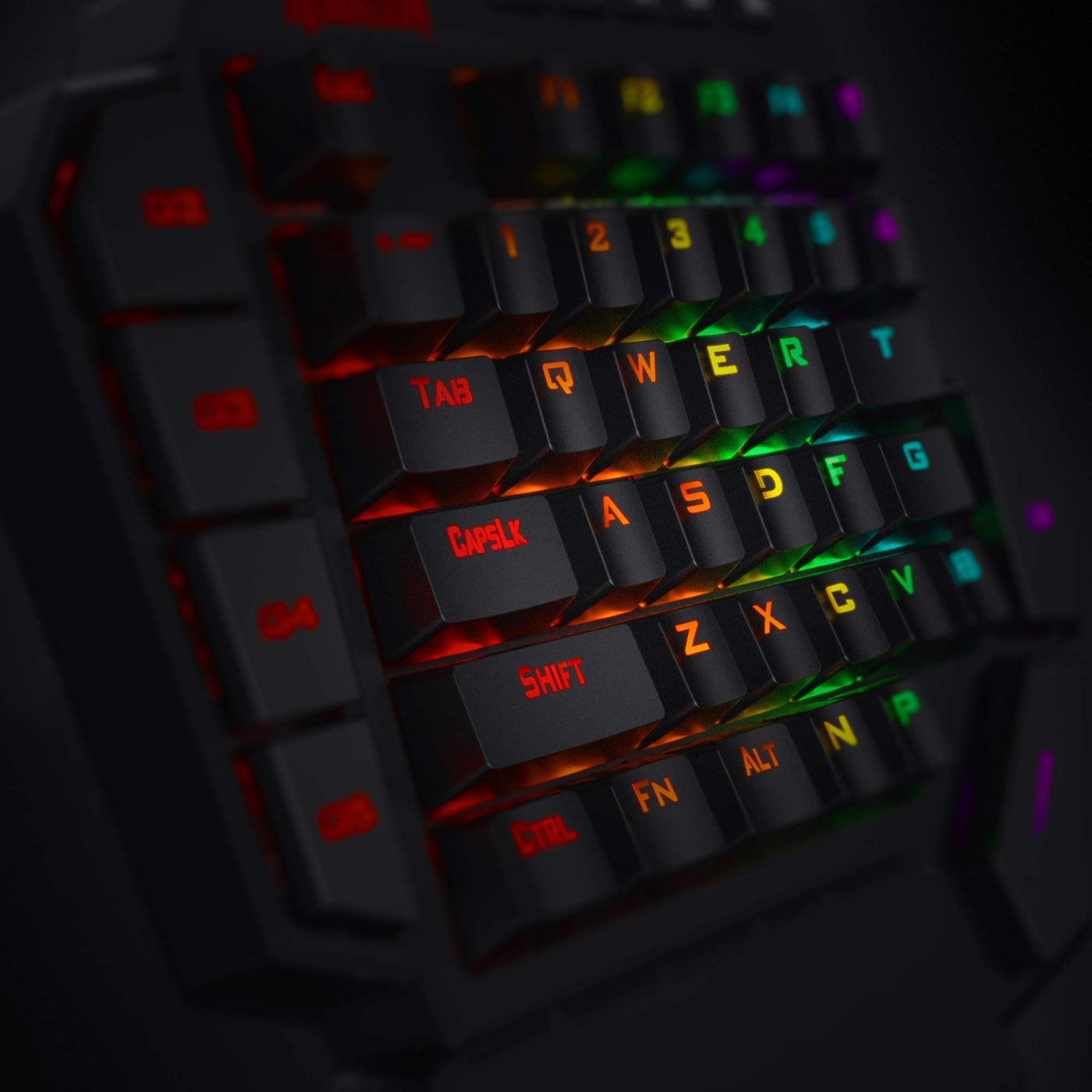 Redragon K585 DITI Einhand RGB Mechanische Gaming-Tastatur, Rote Schalter, Typ-C Professionelle Gaming-Tastatur mit 7 Integrierten Makrotasten, Abnehmbare Handgelenkstütze, 42 Tasten