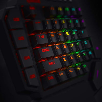 Redragon K585 DITI Einhand RGB Mechanische Gaming-Tastatur, Rote Schalter, Typ-C Professionelle Gaming-Tastatur mit 7 Integrierten Makrotasten, Abnehmbare Handgelenkstütze, 42 Tasten