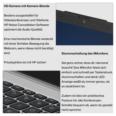 HP 250 G10 Laptop, Intel Core i7-1355U, 15,6" FHD Display, 32 GB DDR4 RAM, 1 TB PCIe SSD, Intel Iris Xe Grafik, QWERTZ Tastatur, Windows 11 Pro, Silber+ NPO Rucksack