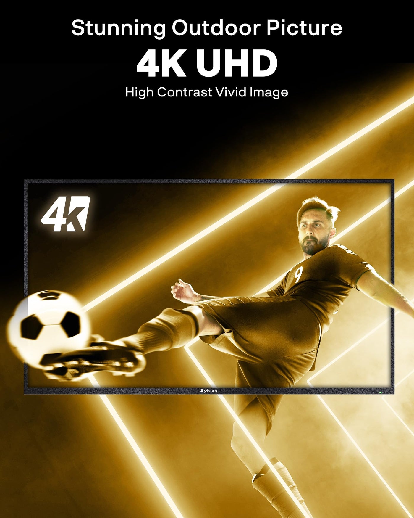 SYLVOX 65" Outdoor Fernseher, 120Hz| 4K Ultra HD | HDR 10 | Dolby Atmos | Google Outdoor TV, WiFi 5G & HDMI 2.1 Wetterfest und IP55 Wasserdicht TV, 1000 Nits Smart Fernseher für Gaming (Modell 2025)