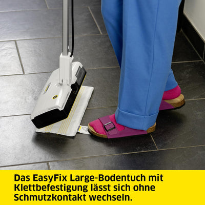 Kärcher Dampfreiniger SC 1 Upright, Aufheizzeit: 30 s, Flächenleistung: ca. 30 m², Tank: 0,2 l, Heizleistung: 1300 W, Abrasiv Bodendüse EasyFix Tuchset, weiß