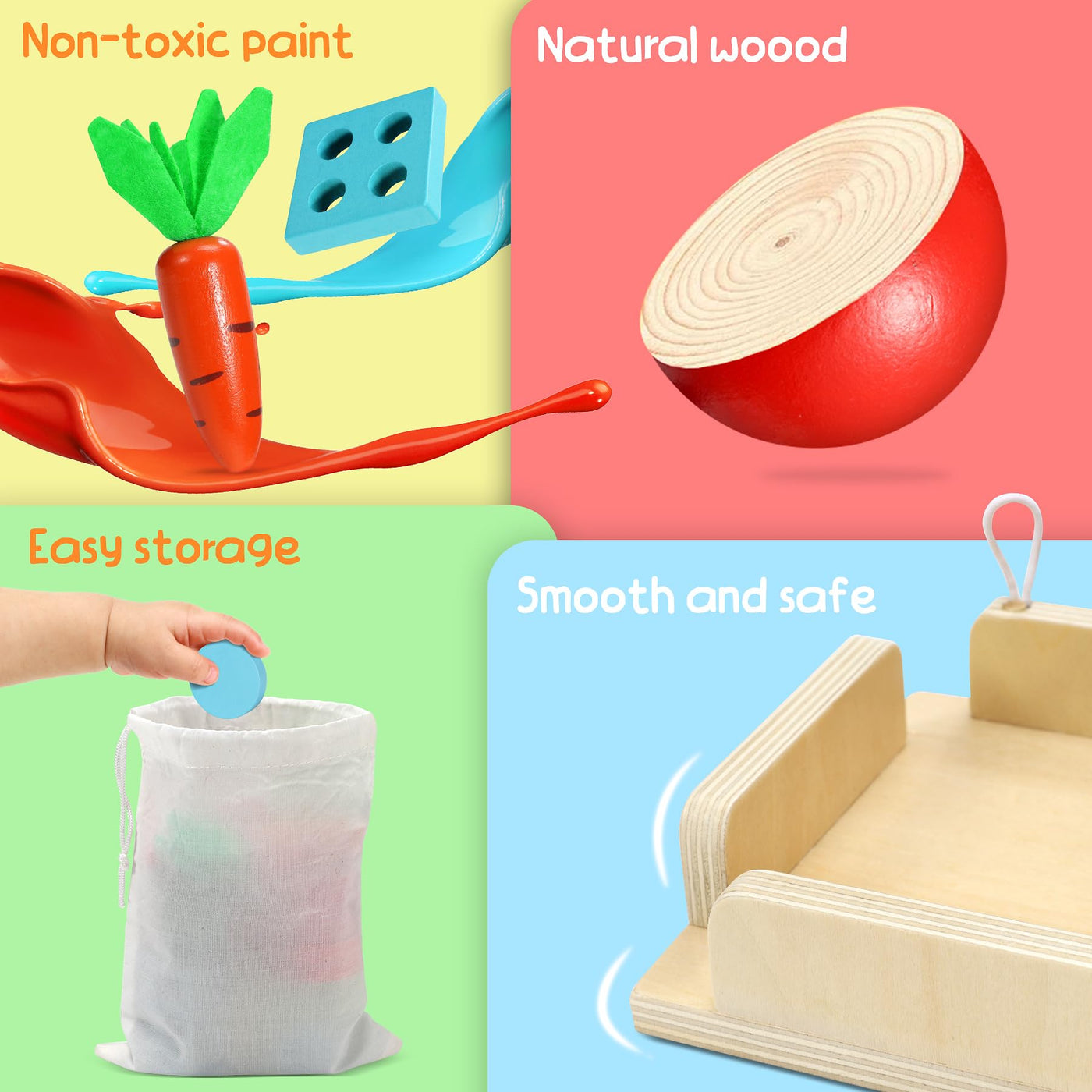 COOLJOY Montessori Spielzeug Ab 1 Jahr | Holzspielzeug Motorikspielzeug Ab 1 Jahr | 8-IN-1 STEM Geschenk Für Jungen Und Mädchen 2 3 4 Jahren