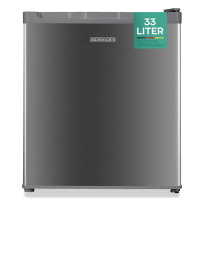 Heinrich´s Mini Gefrierschrank 33L -18°C klein kompakt leise:40db Gefrierbox; wechselbarer Türanschlag; mini Tiefkühltruhe Tiefkühlschrank,perfekt für Büro Camping Outdoor (Edelstahl/Inox)