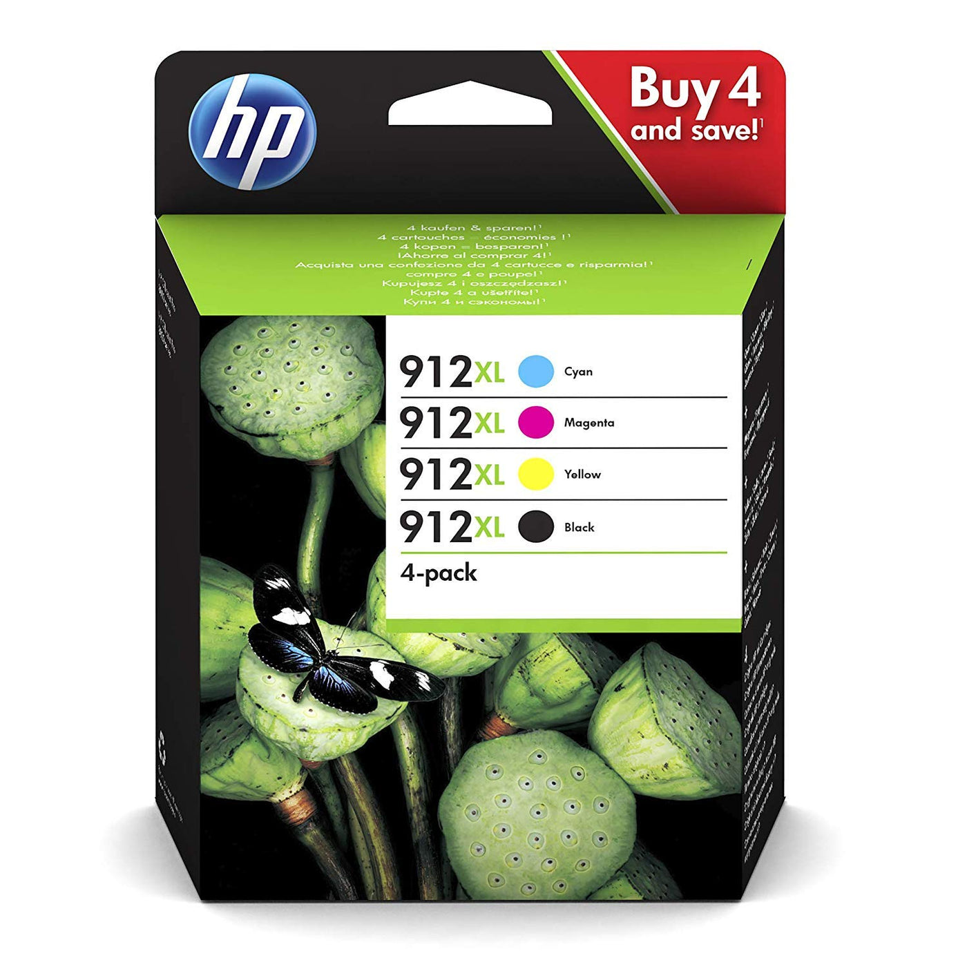 HP 912XL Set 3YP34AE 4 Originalpatronen XL-Füllung für HP Officejet Pro 8010, 8012, 8014, 8015, 8020, 8022, 8023, 8024, 8025