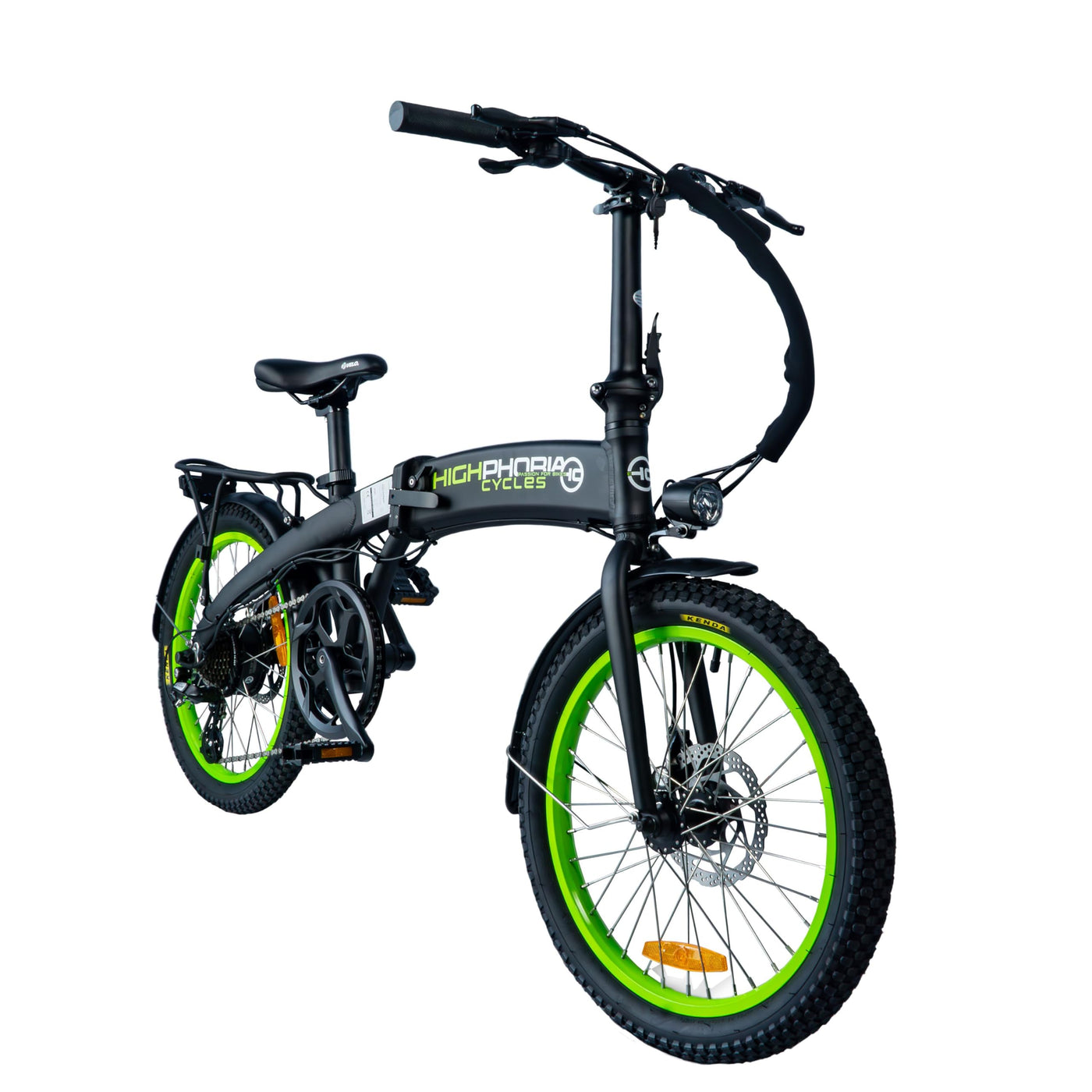 Highphoria E Bike Klapprad Elektrofahrräder 20 Zoll, Klappfahrrad Erwachsene mit 36V 10,5Ah 378Wh Batterie, 250W Motor, 7-Gang Elektrofahrrad 25km/h, 100km Reichweite(Schwarz/Grün)