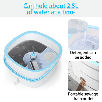 Withosent 130cm Wischmopp Set mit Eimer, 2-in-1 Filtersystem Trennt Schmutz von Frischwasser, Putzeimer Bodenwischer mit Auswringfunktion, mit 2 Mikrofaserbezug, für Fenster- Bodenreinigung